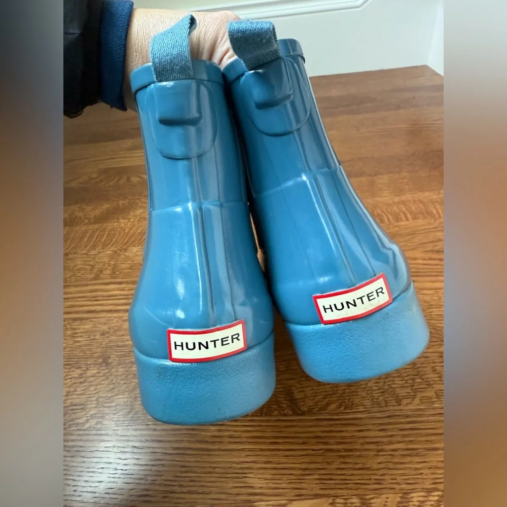 HUNTER Original Chelsea Boots Gloss Blue Rain‎ Waterproof Wellies Rainboots 9